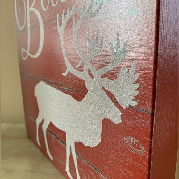 Believe Wooden Slat Box Sign With Reindeer Quill to Paper by Sixtrees - Picture 3 of 7